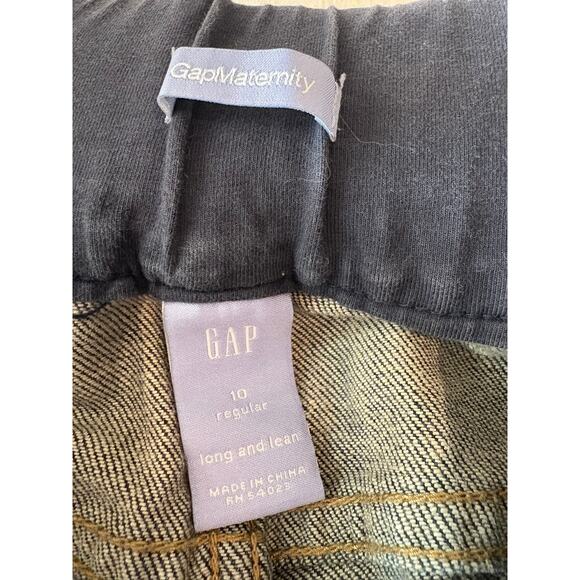 Gap Maternity Long & Lean jeans Size 10 Dark Wash Denim Elastic Waist - Picture 3 of 4
